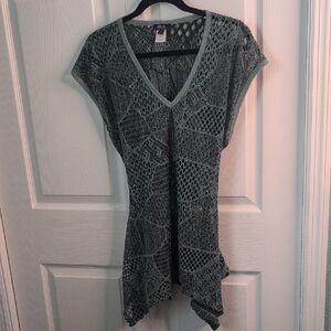 Gray Crochet V-Neck Top